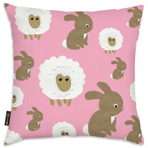 Shelia Sheep Bunny Pink Throw Pillow