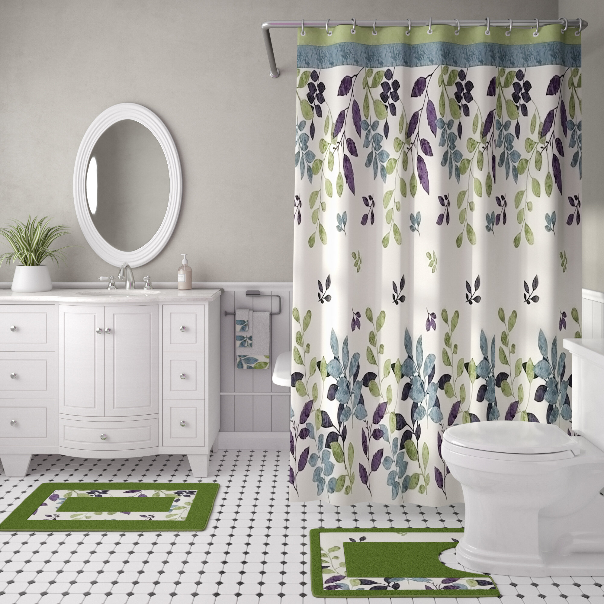 shower curtain sets with rugs and towels