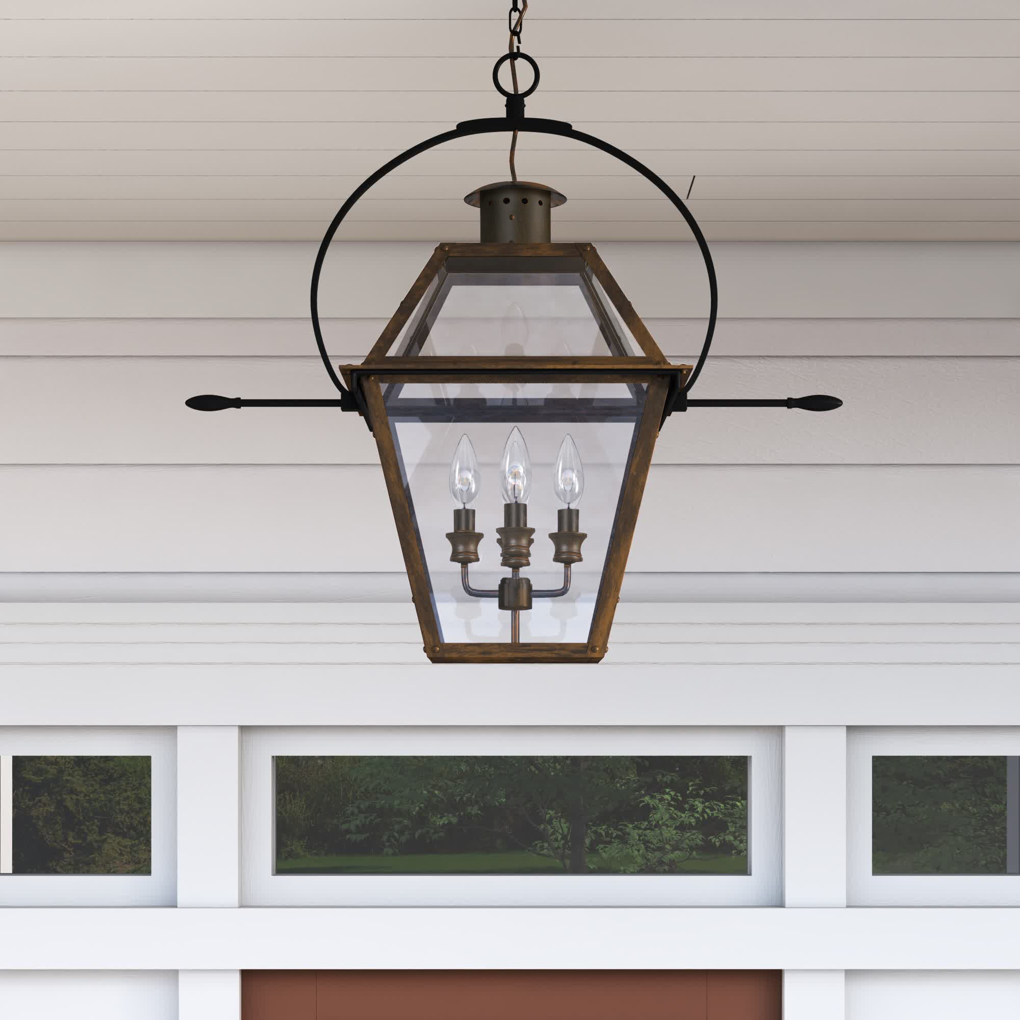 Outdoor Pendant Lantern LED Light Fixture Ceiling Hanging Exterior Porch Entry 