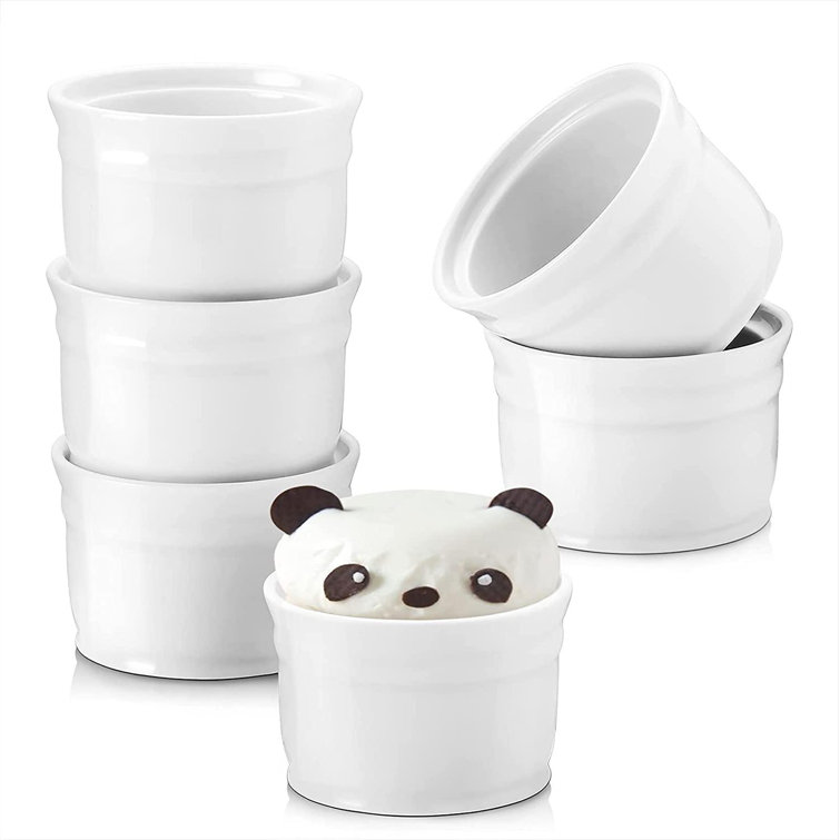mingshanancient ramekins 6 oz oven safe white ramekins set of 6 porcelain ramekins for creme brulee souffle dishes custard cups dessert small bowls for pudding ramekins for baking wayfair