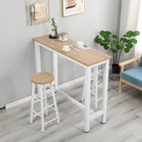 Bar Table Set, 47.2” Rectangular Kitchen Pub Dining Coffee Table And 2 Bar  Stools, 3-Piece Breakfast Table Set For Kitchen Living Room, Dining Room,  ...