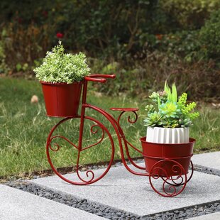 rustic iron scroll bicycle tricycle Shelf Shelves Plant pot planter Stand statue 