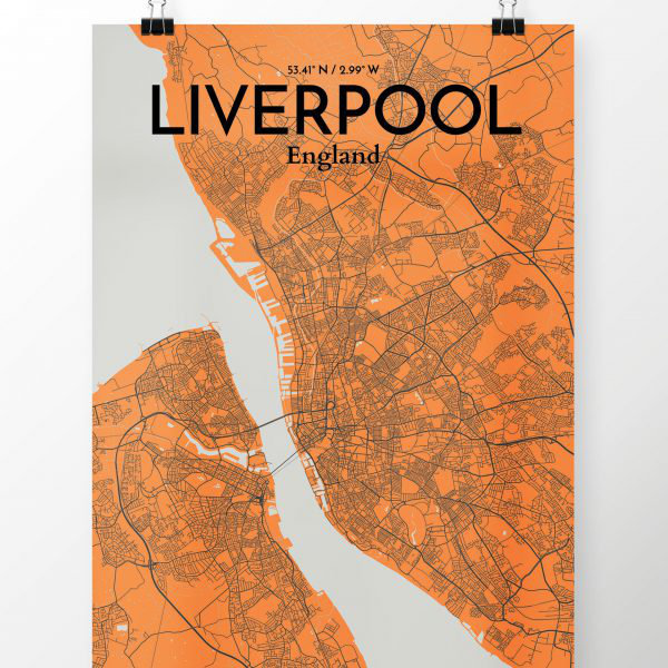 Ourposter Com Liverpool City Map Graphic Art Print Poster In Orange Wayfair