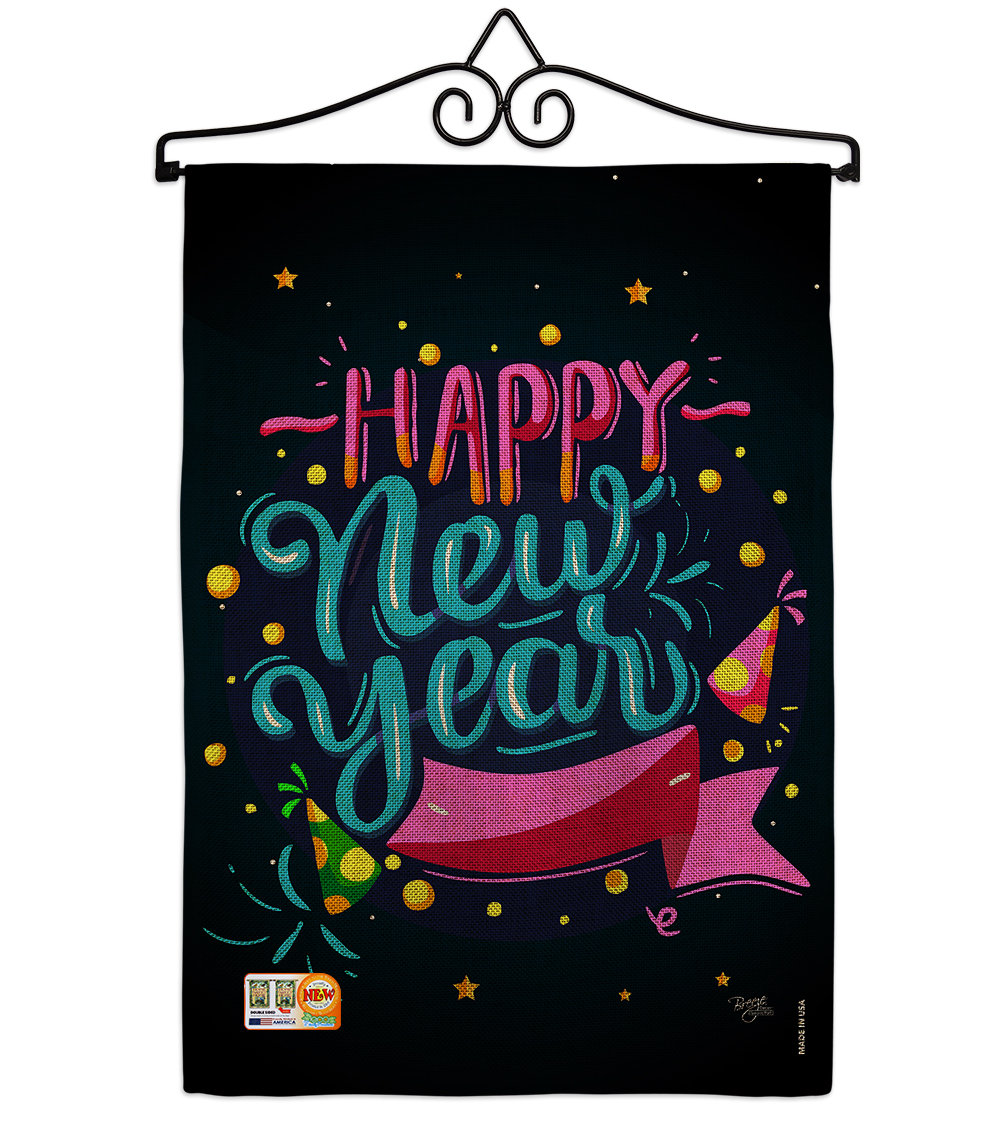 Breeze Decor Popping Happy New Year 2 Sided Burlap 19 X 13 In Garden Flag Wayfair