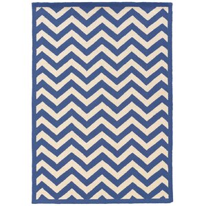 Hand-Hooked Blue/Ivory Area Rug