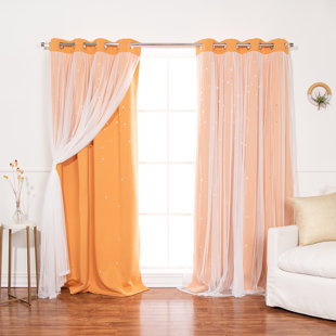 Blockout Red Golden Curtain Bedroom Door Fabric Valance Drapes Sheer Eyelet Rods 