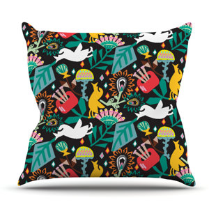Folk Fusion by Agnes Schugardt Outdoor Throw Pillow