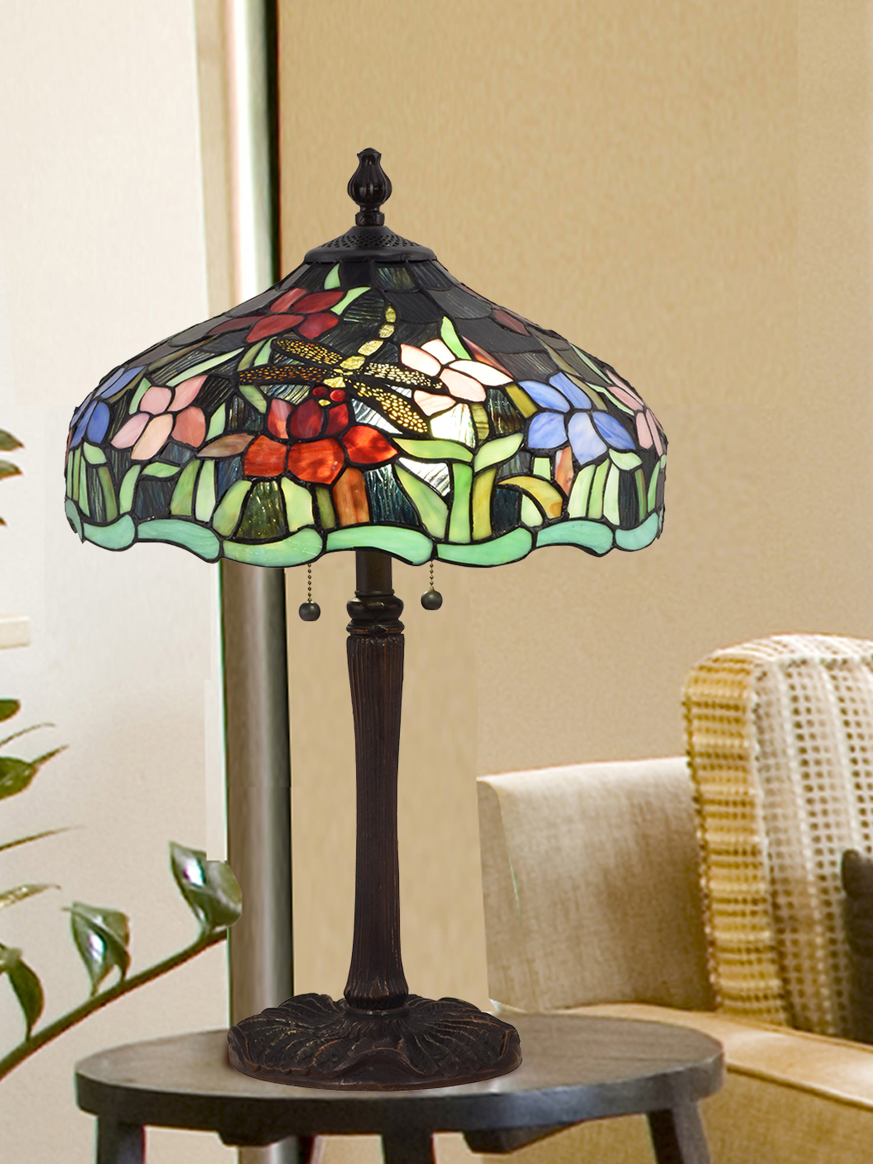 Rosalind Wheeler Desideria Fawn Dragonfly Tiffany 24 5 Table Lamp Rosalind Wheeler Desideria Fawn