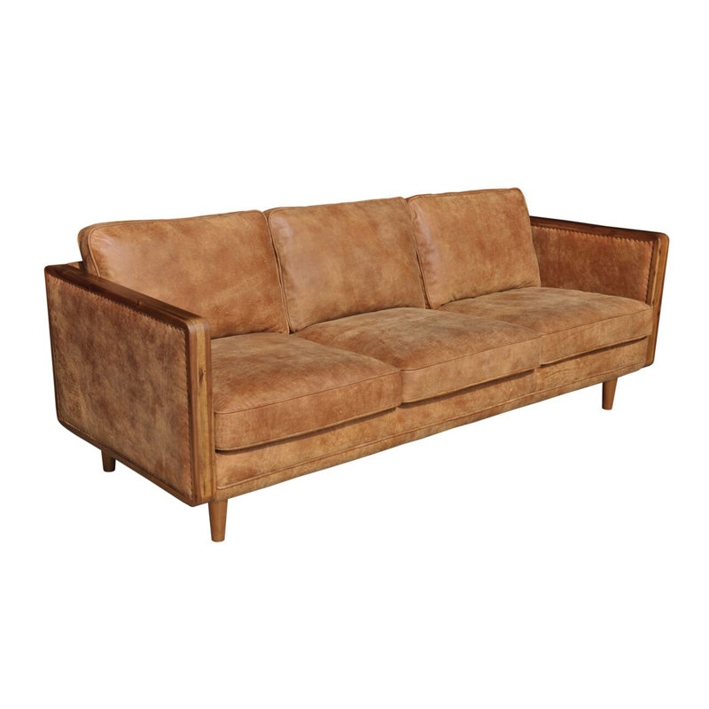Union Rustic Lang Genuine Leather 82 Square Arm Sofa Wayfair Union Rustic Lang Genuine Leather 82