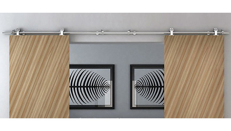 Vancleef T-Shape Sliding Standard Double Track Barn Door Hardware Kit | Wayfair