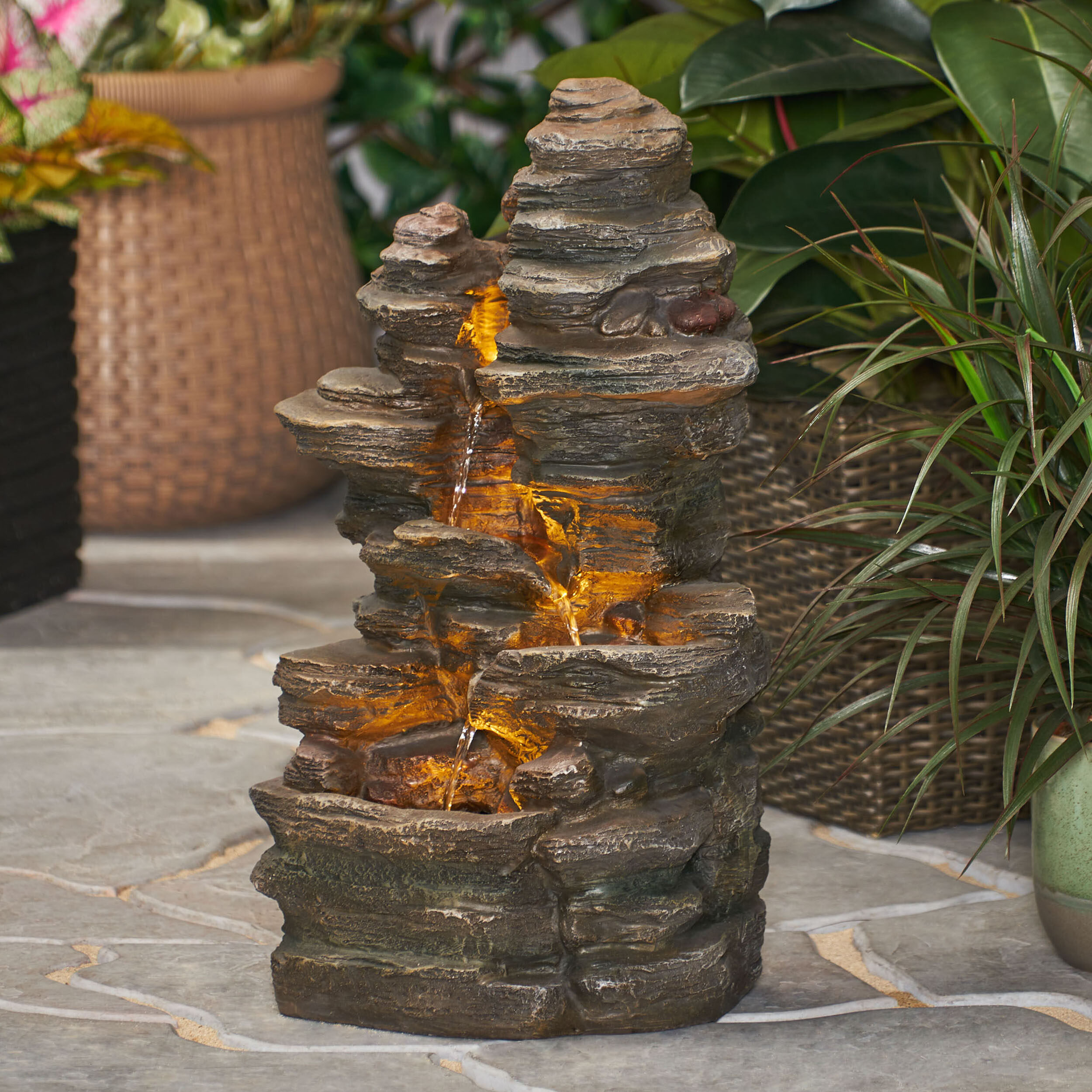 Millwood Pines Resin Rock Fountain | Wayfair