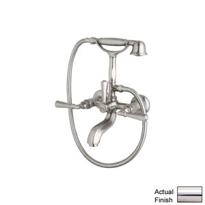 Palladian Triple Handle Wall Mounted Exposed Tub and Shower Mixer with Single Function Hand Shower and Palladian Lever Handle