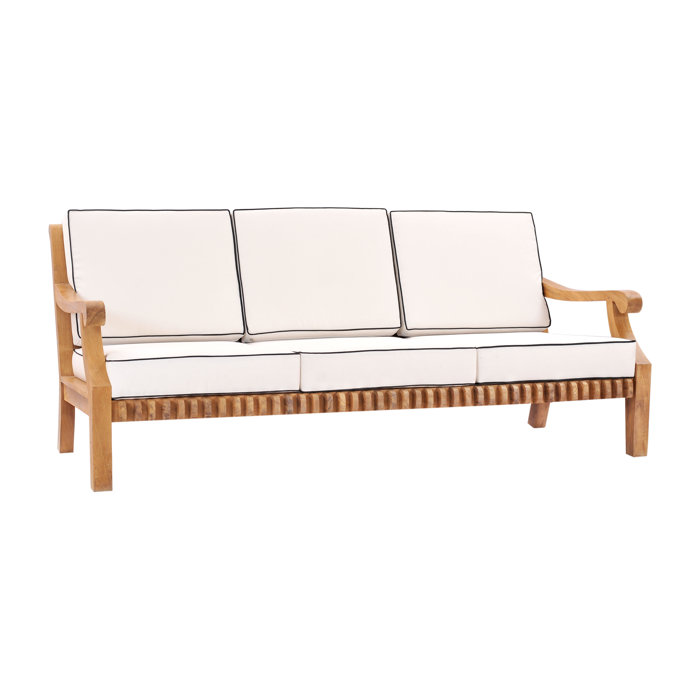 Loon Peak Coral Deep Seating Teak Patio Sofa With Cushions