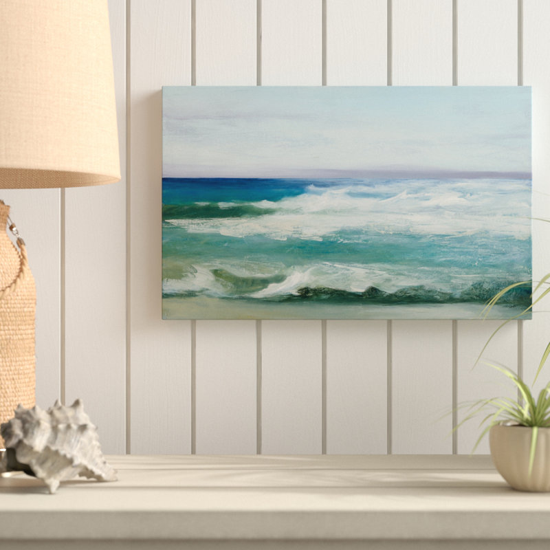 Highland Dunes Azure Ocean Waves Acrylic Painting Print On Wrapped Canvas Wayfair