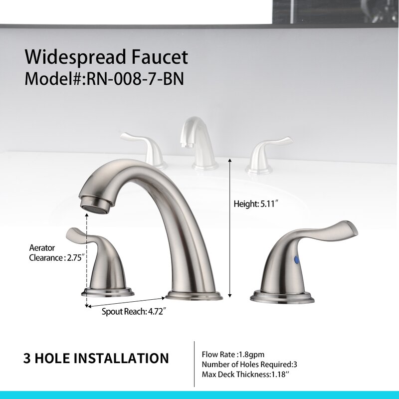 Watqen Widespread Bathroom Faucet With Drain Assembly And Quick