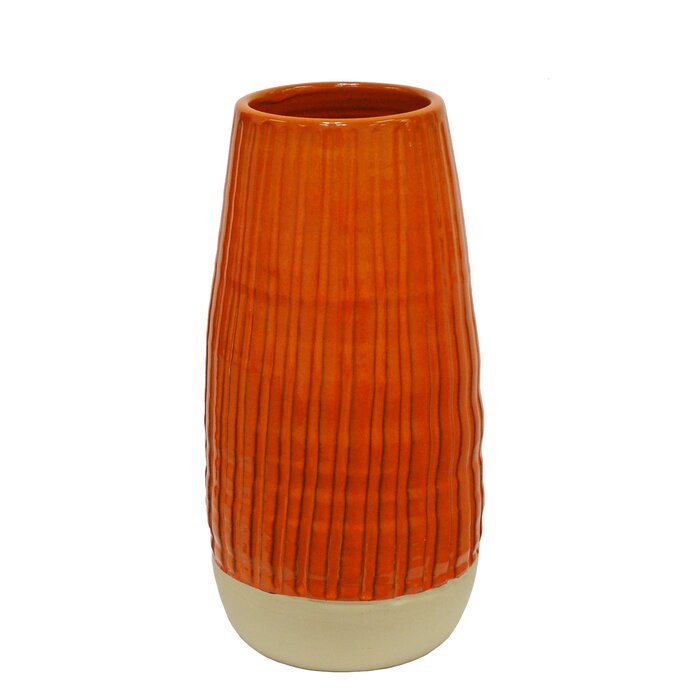 Winward Silks Striped Glazed Floor Vase Wayfair