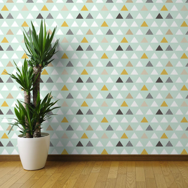Ebern Designs Mustard Triangles Peel And Stick Removable Wallpaper