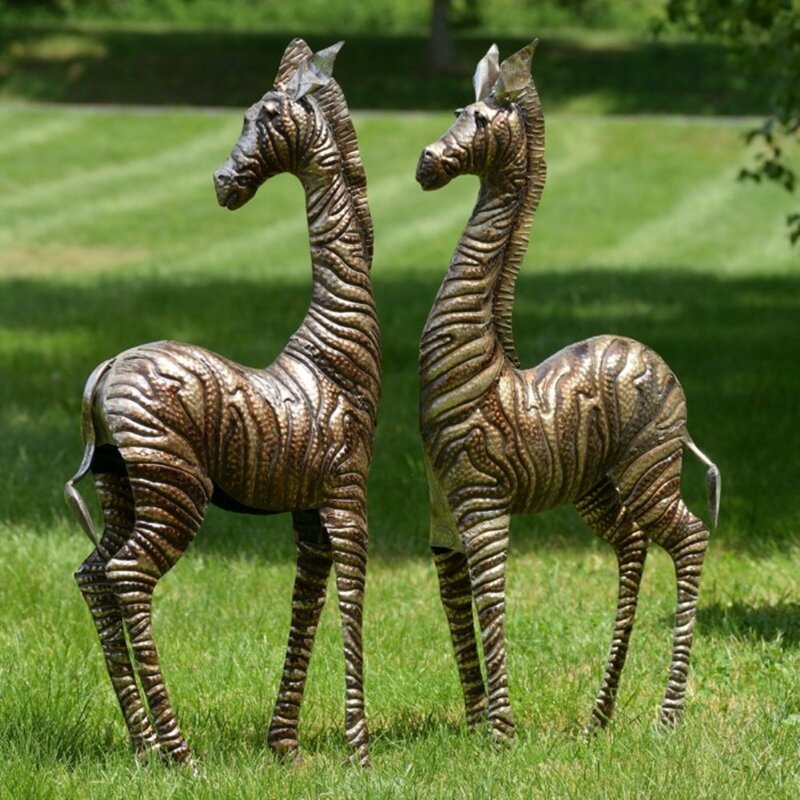 Bloomsbury Market Zebras 2 Piece Garden Statue Reviews Wayfair