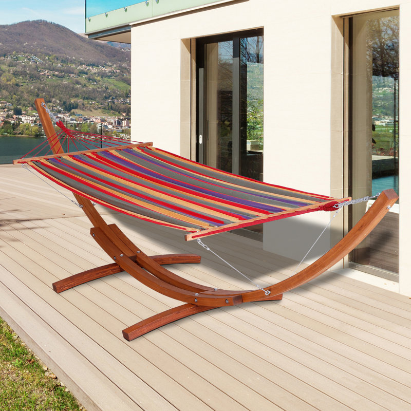 Ebern Designs Ada Wide Arch Wooden Classic Hammock With Stand Reviews Wayfair