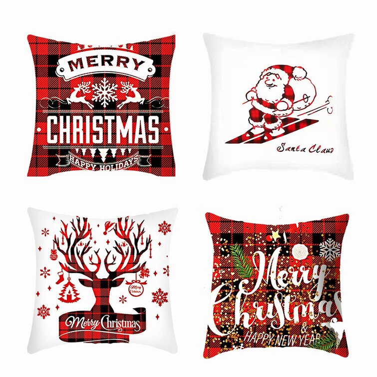 Father Christmas Pattern Cotton Linen Home Décor Throw Pillow Case Cushion Cover 