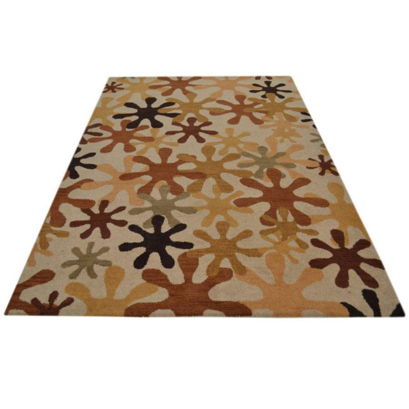 Ebern Designs Ringwood Handmade Tufted Wool Cream Orange Brown Area Rug Wayfair