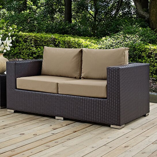 Latitude Run Provencher Patio Loveseat With Cushions Reviews Wayfair