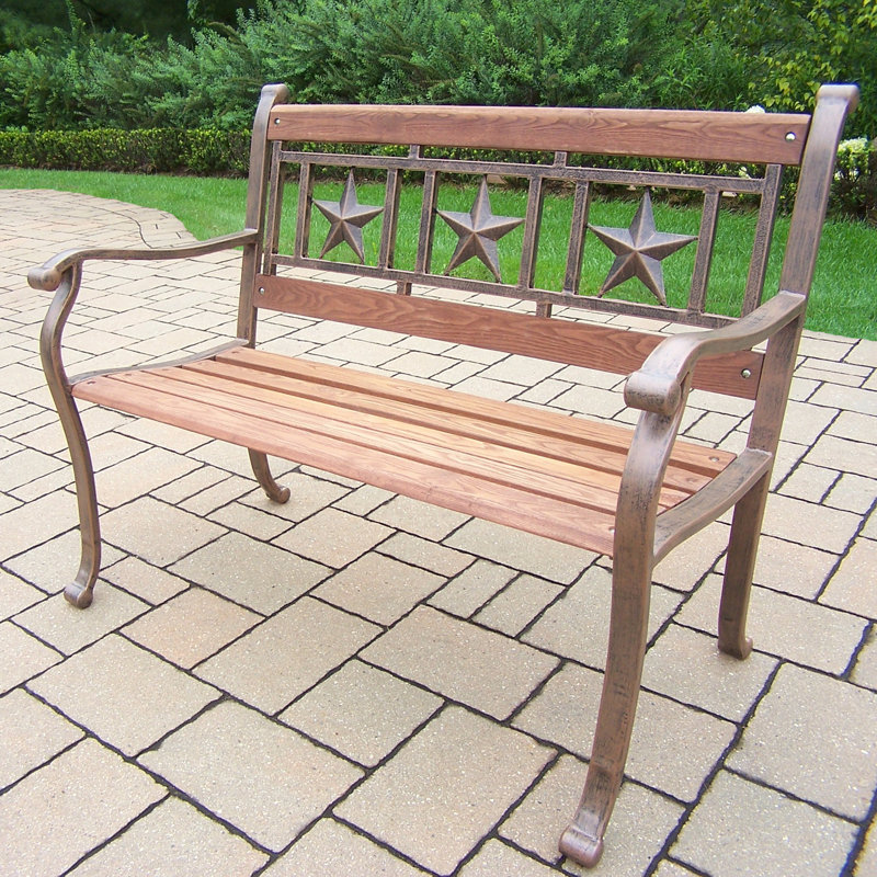 August Grove West Hewish Triple Star Metal And Wood Park Bench