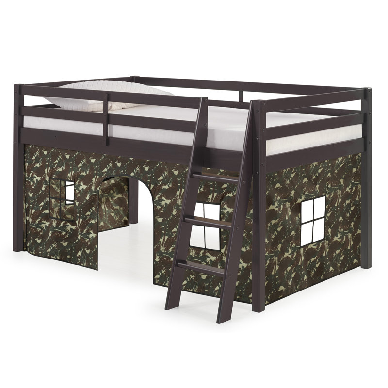 gladwin traditional twin low loft bed with tent