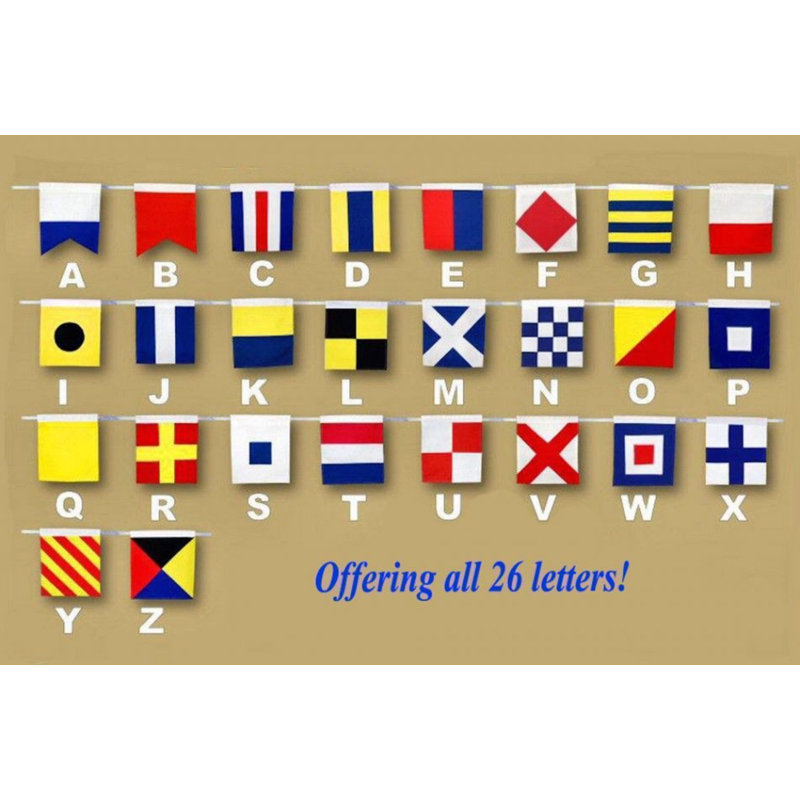 Beachcrest Home Letter Wooden Nautical Alphabet Flag Wall Decor