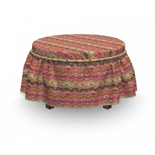 Eye Wavy Lines Groovy Hippie 2 Piece Box Cushion Ottoman Slipcover Set By East Urban Home
