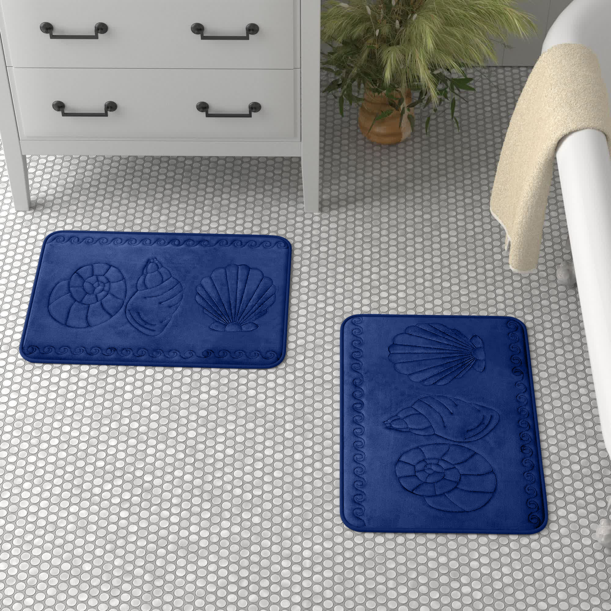 seashell shaped bathroom rugs