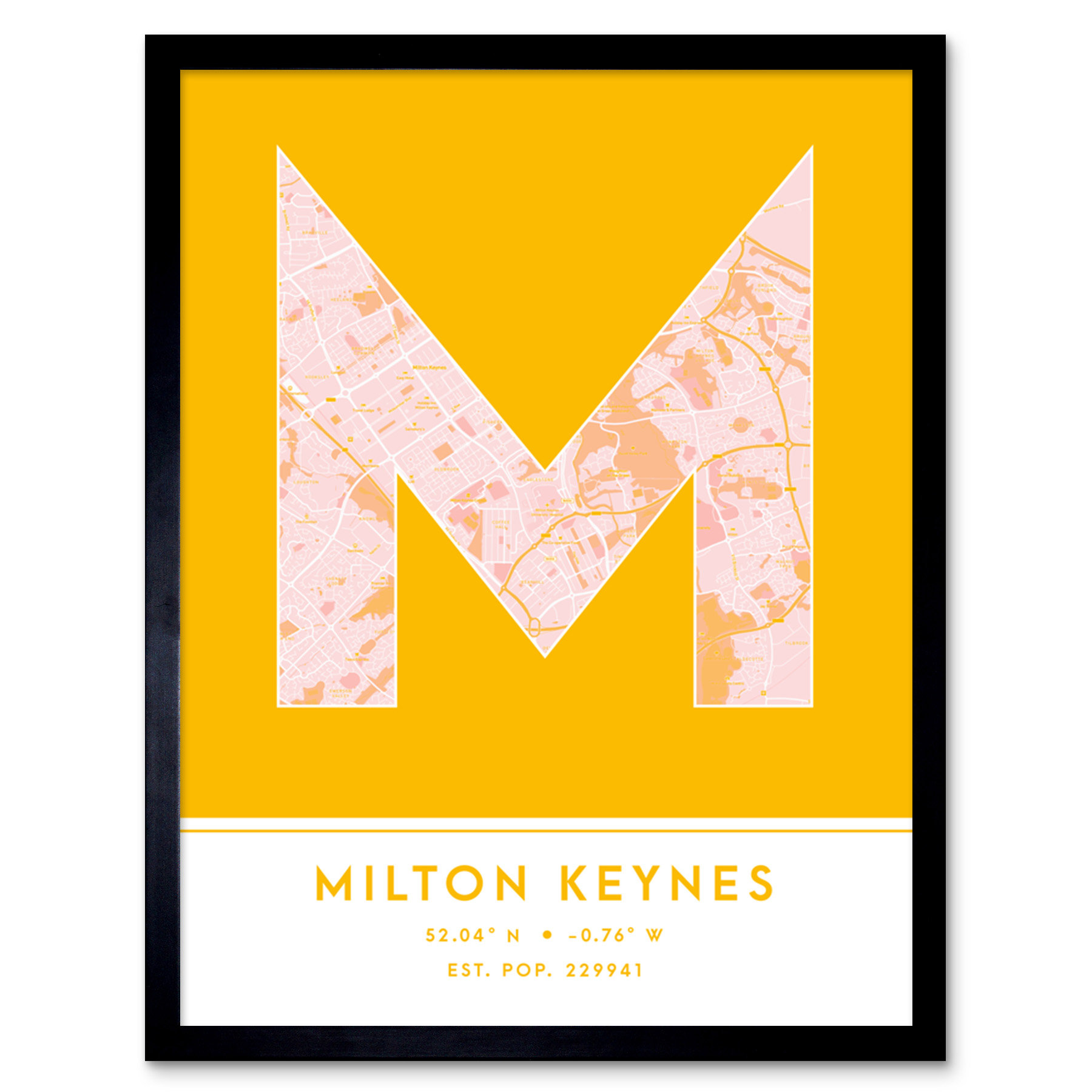 Wee Blue Coo Milton Keynes City Map Milton Keynes Yellow by Wee Blue