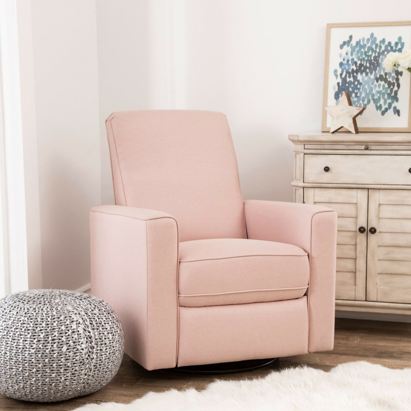 pink nursery glider and ottoman