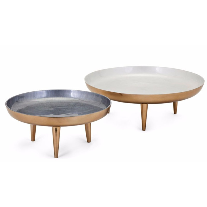 Ivy Bronx Felisha 2 Piece Round Decorative Serving Tray Set Wayfair