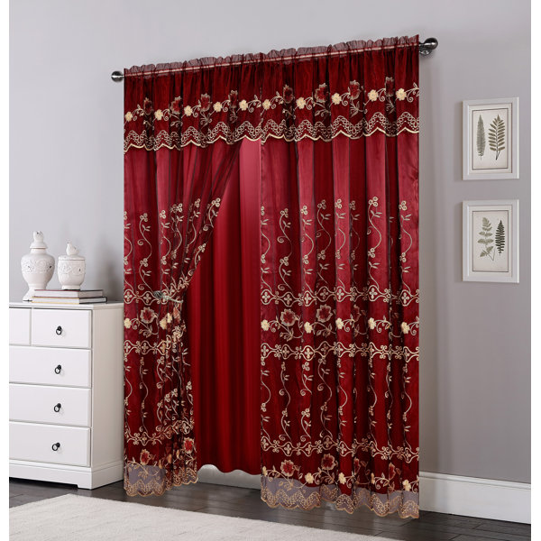 Juliette Design Lined Curtains Floral Embroidery Pencil Pleated Curtain Pairs