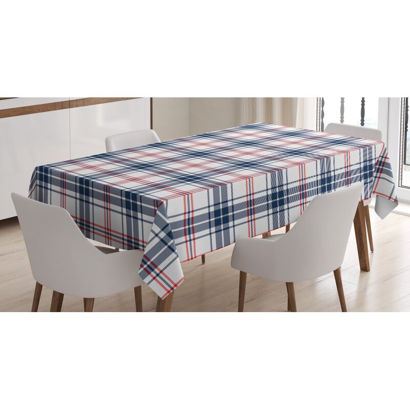 grey plaid tablecloth