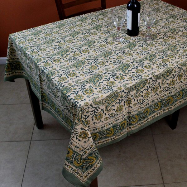 Handmade Dabu Floral Block Print 100% Cotton Tablecloth 72 Inch Round Earth Gray 