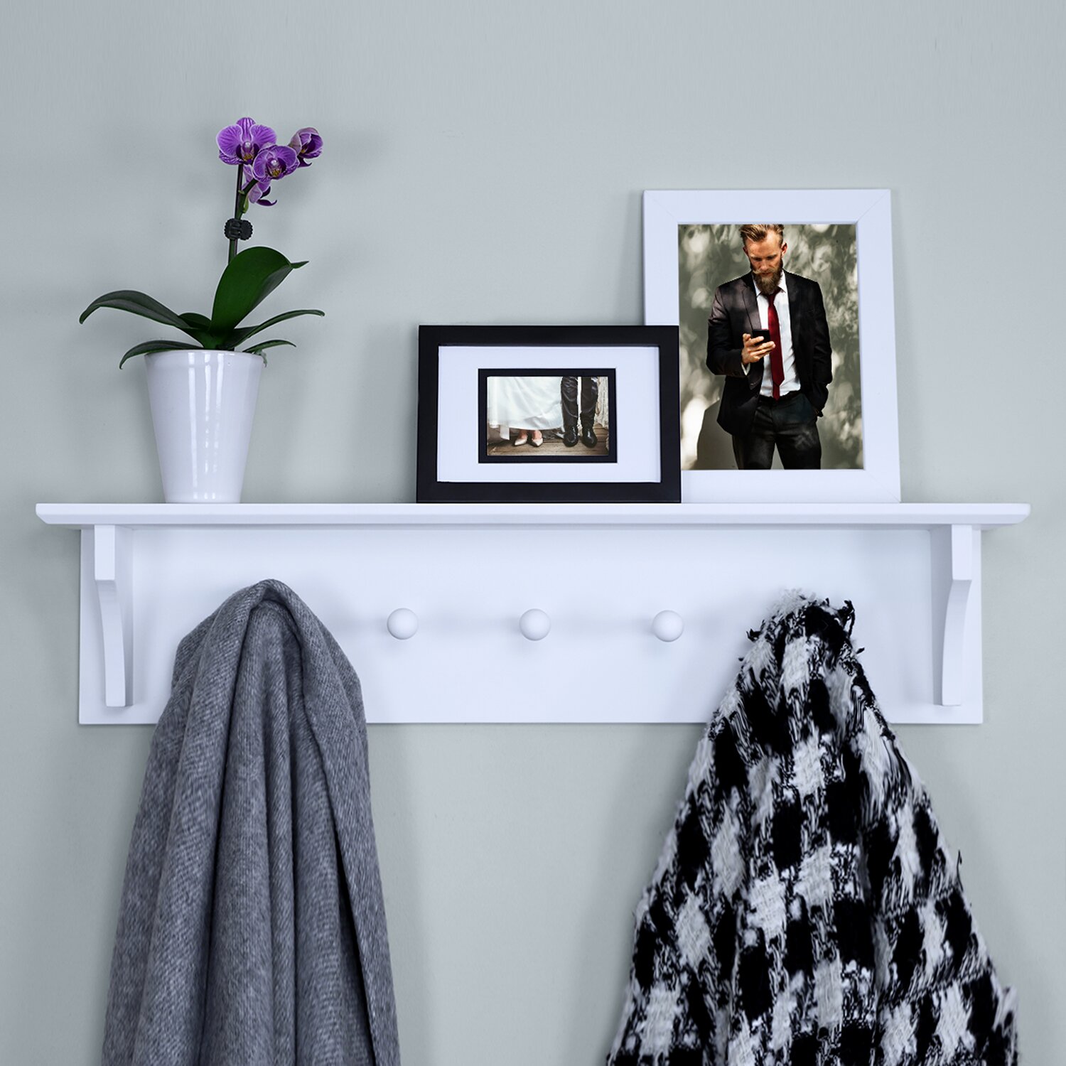 hat and coat rack with shelf