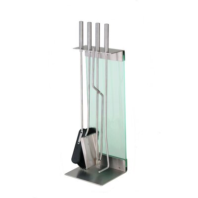 Teras 5 Piece Stainless Steel Fireplace Tool Set Conmoto