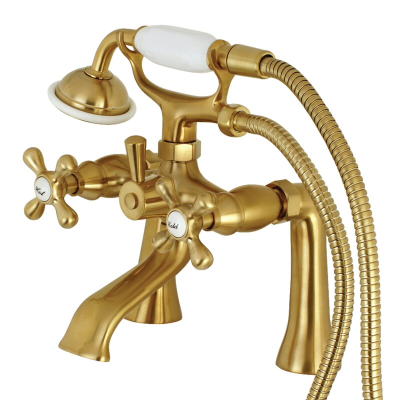 Kingston Brass Louis Triple Handle Clawfoot Tub Faucet With Hand