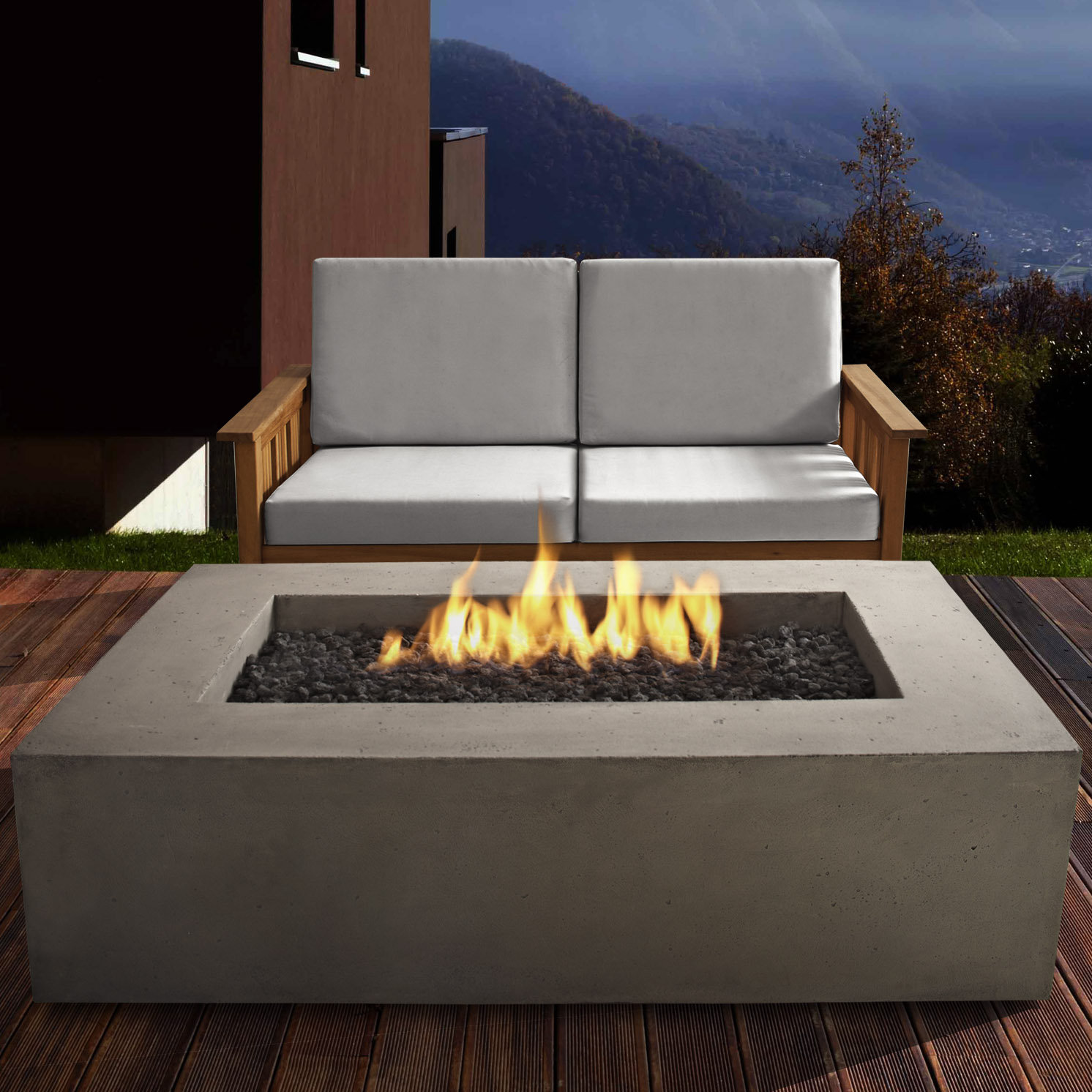Real Flame Baltic Concrete Propane Fire Pit Table Wayfair