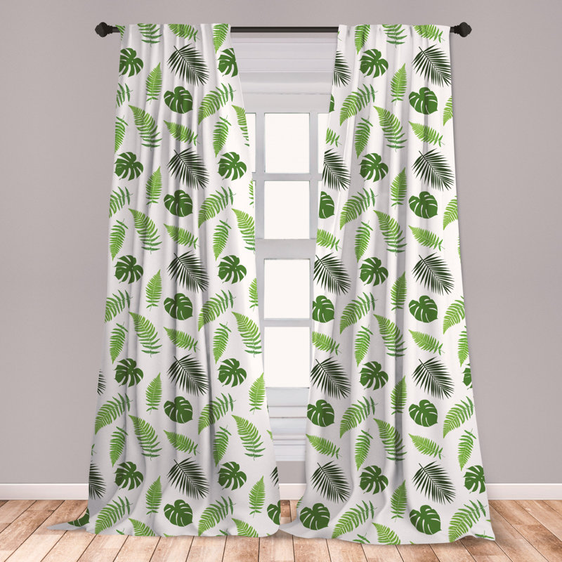 East Urban Home Jungle Leaves Floral Room Darkening Rod Pocket Curtain Panels Wayfair