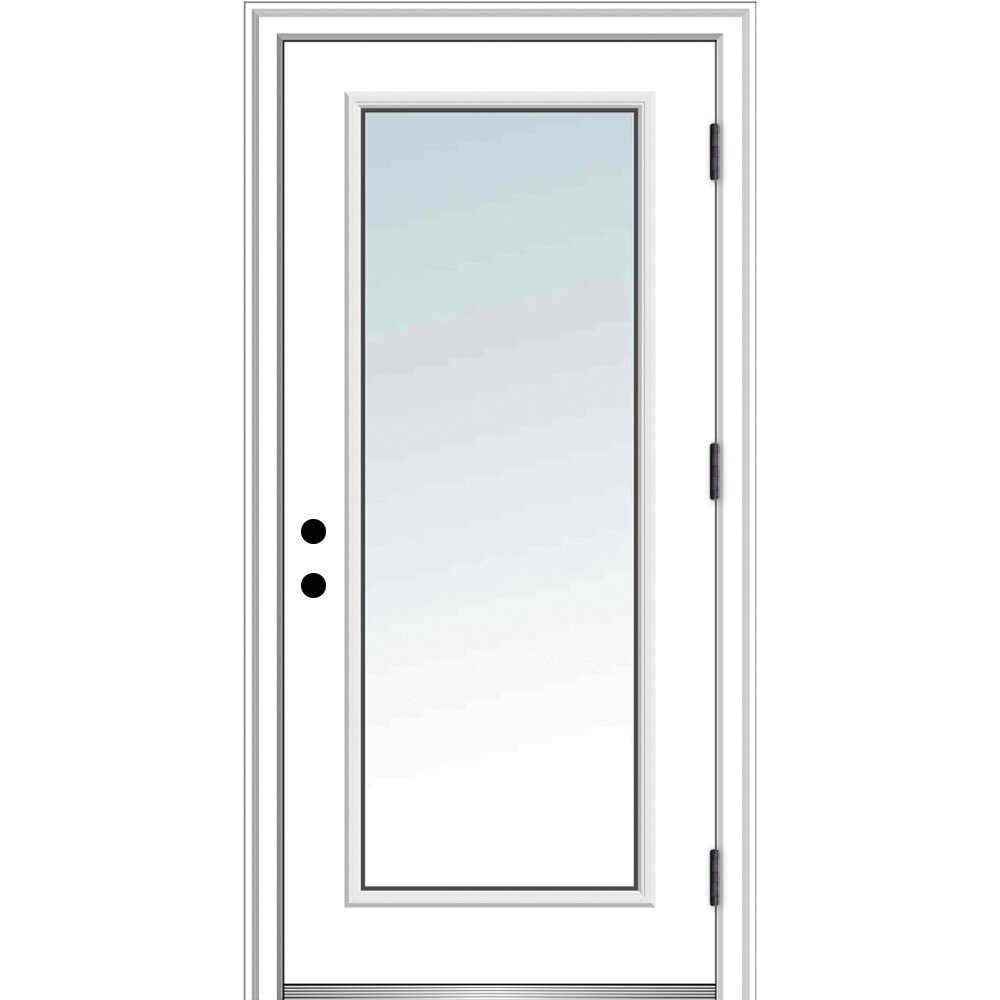 Severe Weather Smooth Primed Lowe Full Lite Out Swing Fiberglass Prehung Front Entry Door