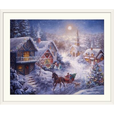 'Christmas Art In a One Horse Open Sleigh by Nicky Boehme Painting Print The Holiday Aisle® Format: White Frame, Size: 24