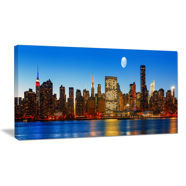 East Urban Home Late Evening Nyc Skyline Panorama Photographic