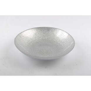 14" Glass Mosaic Decorative Plate Tray Dish Bowl,Silver Color for home No Balls 