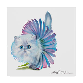 Charlton Home Kitten Ballerina Daisy Flower Stare Persian Cat Acrylic Painting Print On Wrapped Canvas Wayfair