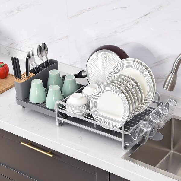 Salt Large Dish Drain Board Tray in White Kitchen Sink Drip Drying Drainer Rack