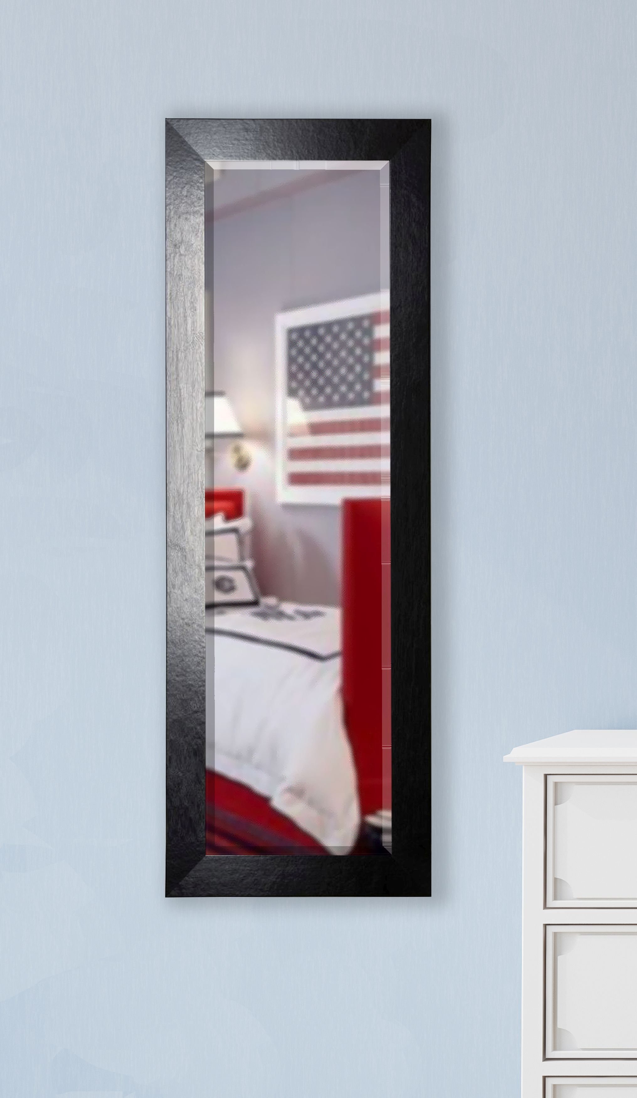 Mercer41 Black Leather Full Length Beveled Body Mirror Wayfair
