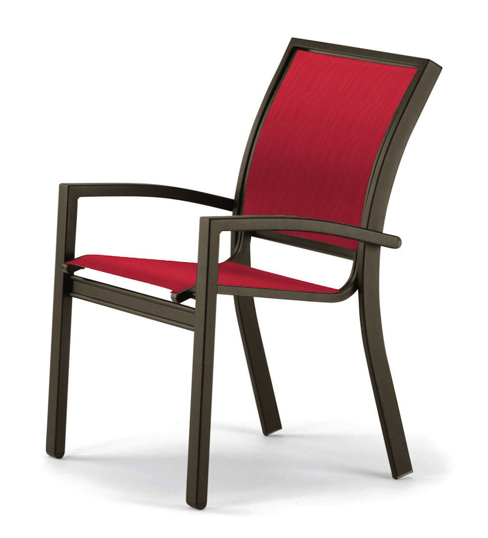 Textured Snow Finish Parchment Telescope Casual Furniture Aruba II Sling Collection Supreme Stacking Aluminum Arm Chair